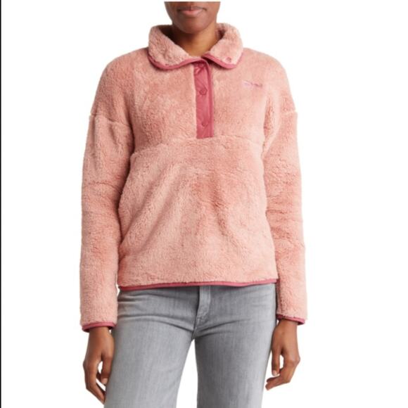 Spyder Womens L Cozy Quarter Snap Pullover in Misty Rose NEW - Picture 1 of 12